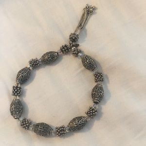 Beaded Silver Tassle Bracelet